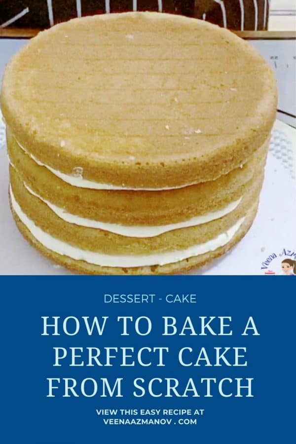 Pinterest image for baking a cake from scratch.