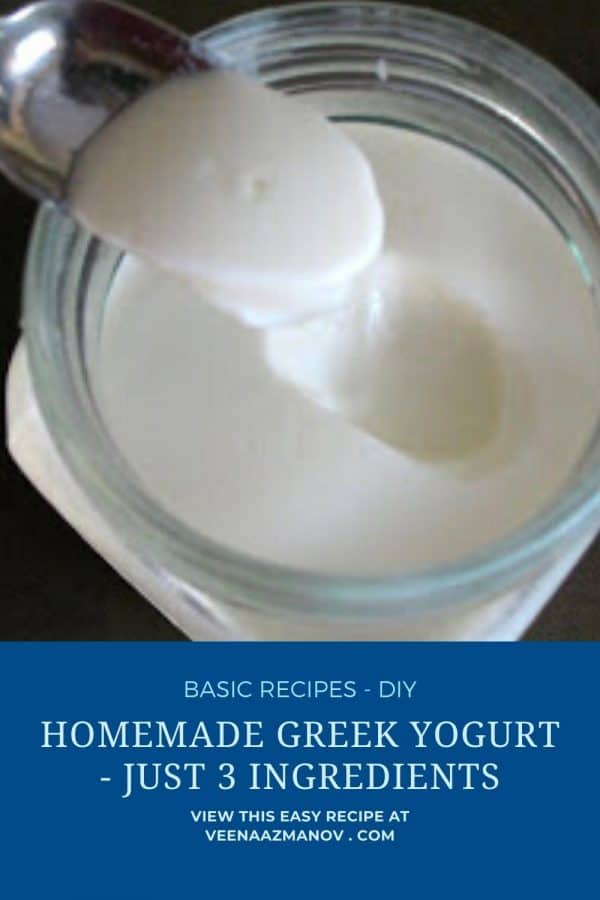 Pinterest image for Greek yogurt homemade.