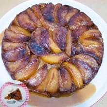 A apple tart on a plate.