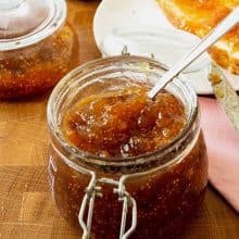 Mason jar with fig jam.