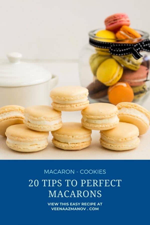 Pinterest image 20 tips for making perfect macarons.