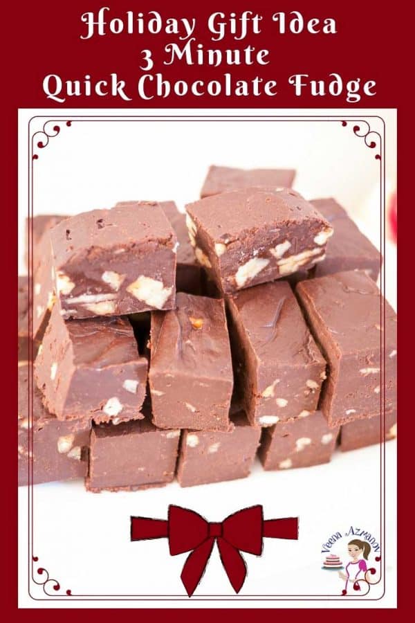 Make this holiday candy in just 3 minutes. Best quick microwave chocolate fudge with just three ingredients.