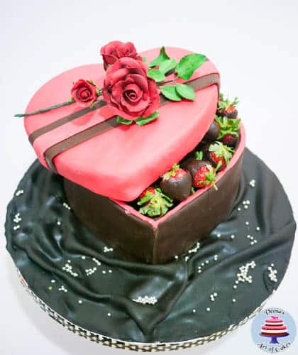 Valentine Strawberry Gift Box Cake