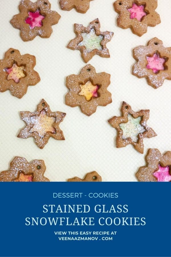 Pinterest image for cookies with stained glass windows.