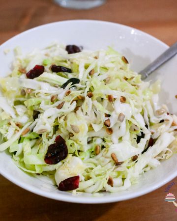 A white bowl with white cabbage
