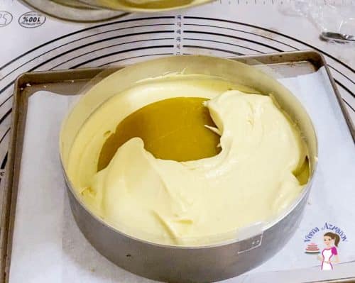 Assemble the mango mousse dessert cake entremets