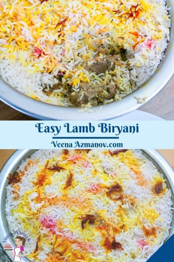 Pinterest image for biryani with lamb,