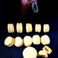 Lemon macarons on a table.