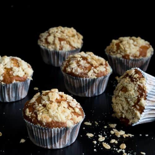 Muffins with crumbles oats on top.