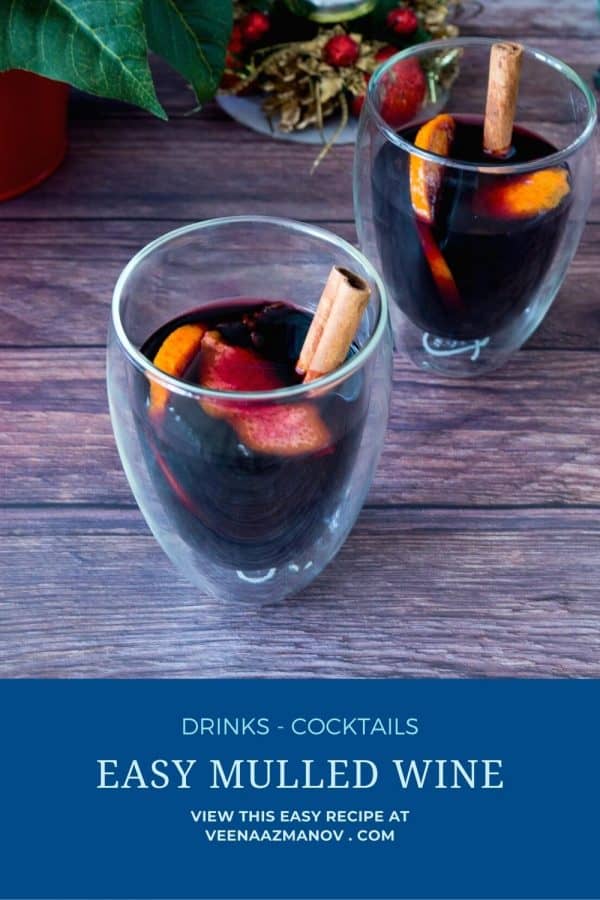 Pinterest image for mulled wine recipe.