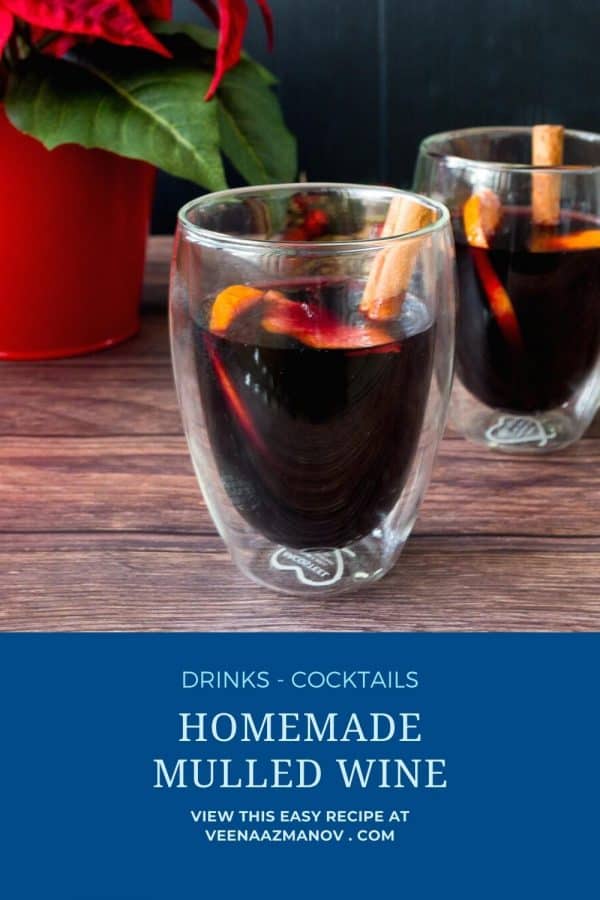 Pinterest image for red wine mulled with spices.