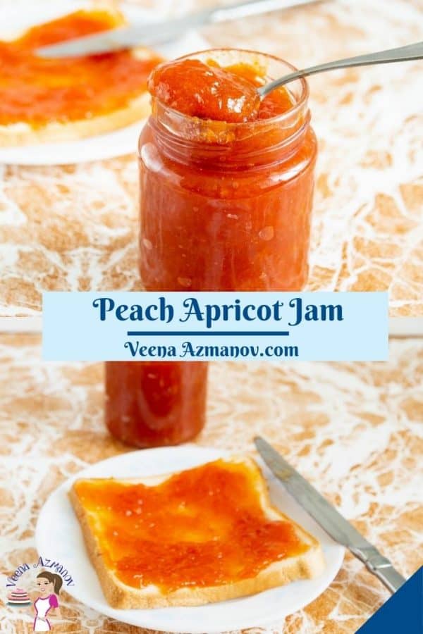 Pinterest image for apricot peach jam.