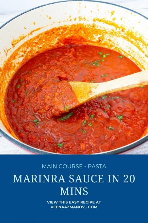 Pinterest image for marinara sauce with canned tomatoes.