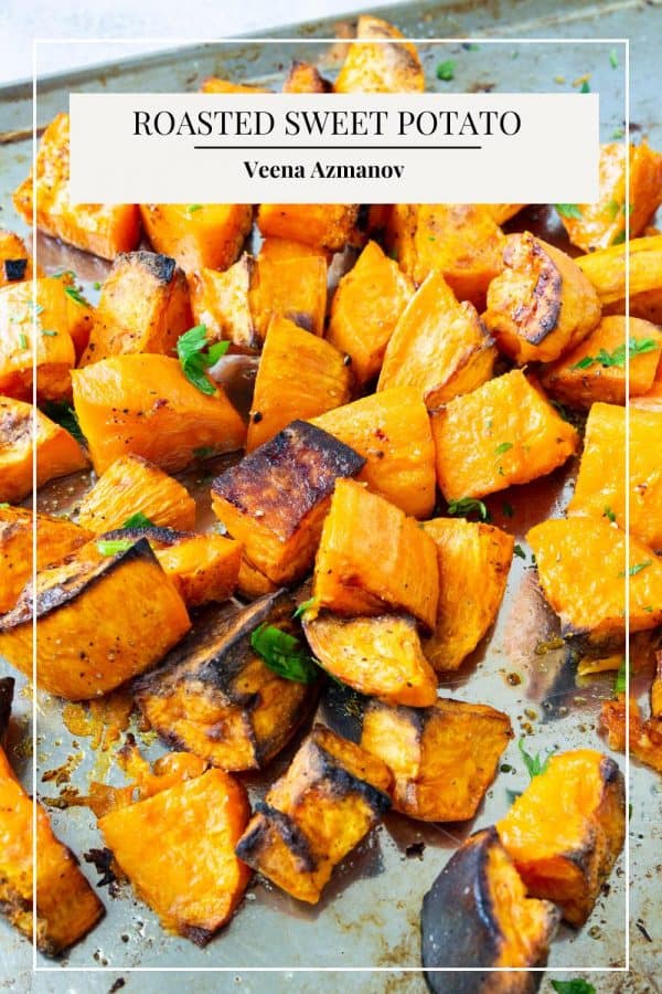 Pinterest image for roasted sweet potato.