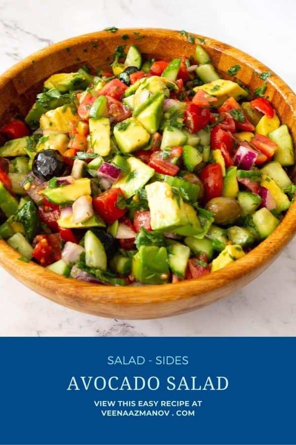 Pinterest image for salad with avocados and veggies.