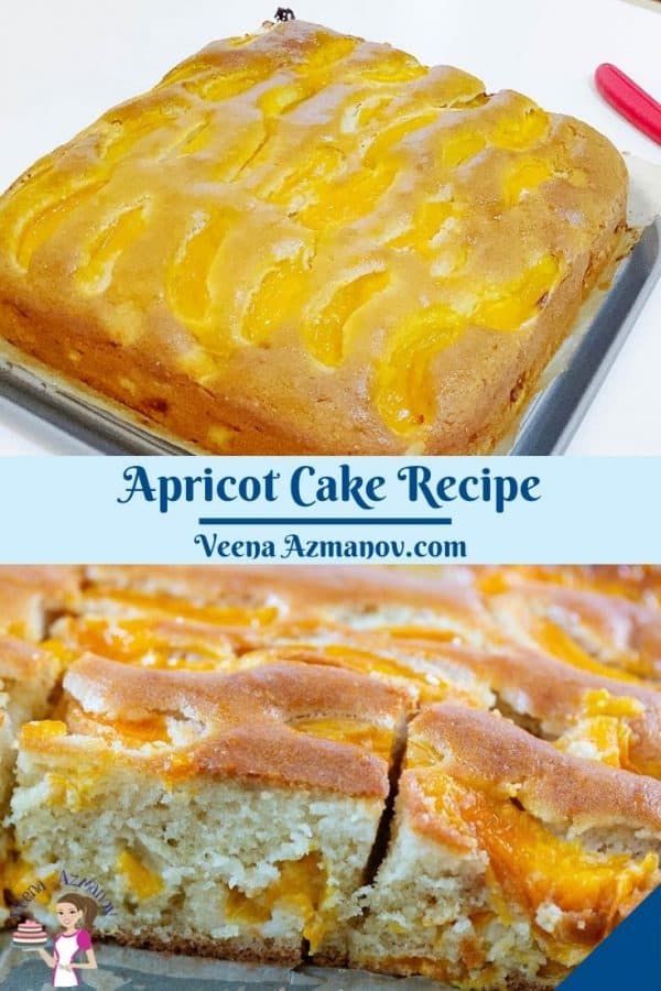 Pinterest image for fresh apricot cake.