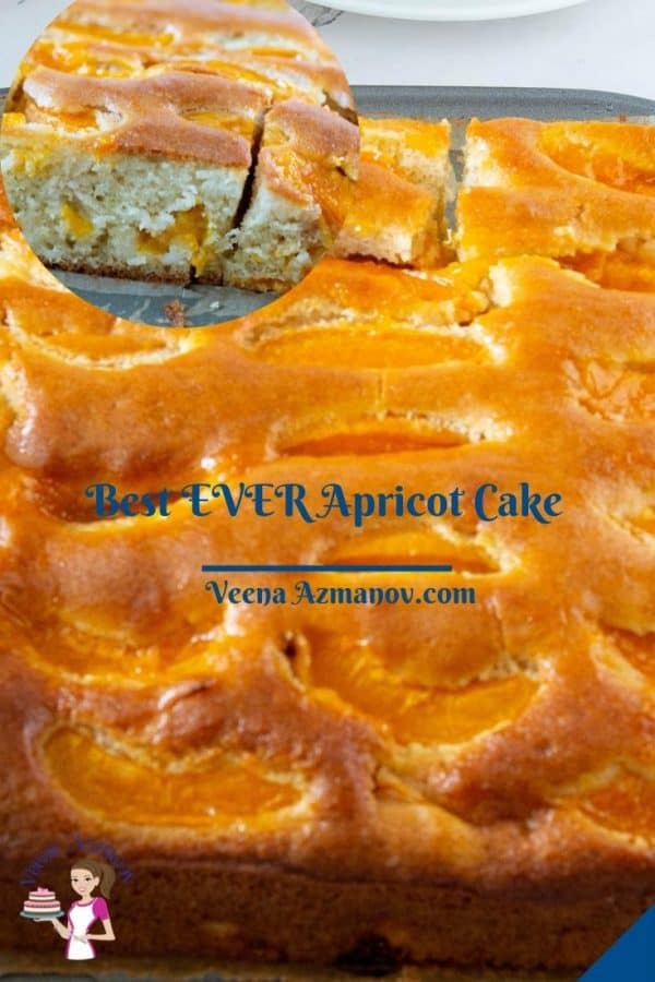 Pinterest image for apricot cake.