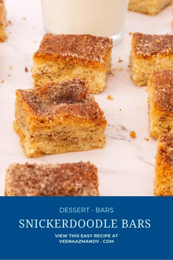 Pinterest image for making snickerdoodle bars.