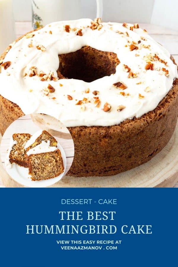 Pinterest image for humming bird cake recipe.