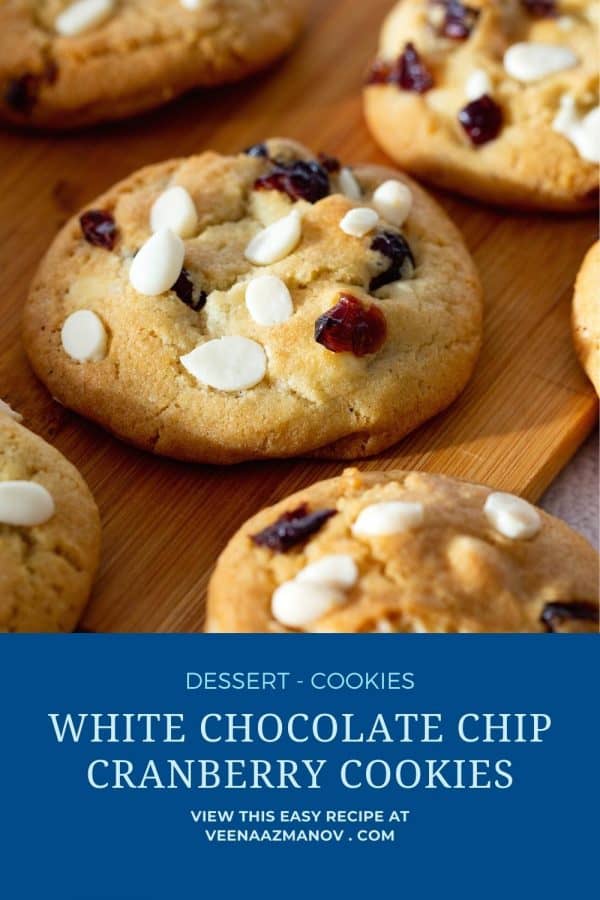 Pinterest image for cranberry cookies with white chocolate.